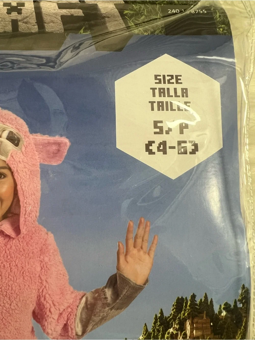 Minecraft Pink Sheep Kids One-Piece Costume - NEW Halloween dress up movie S 4-6
